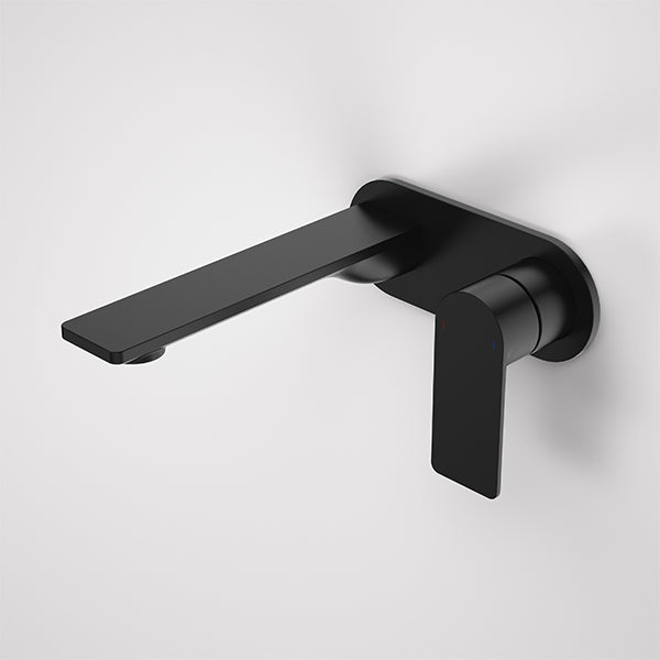 Caroma Urbane II 180mm Lead-Free Wall Mounted Basin Mixer Tap - Round Matte Black Finish for Bathroom Sink & Vanity Installation
