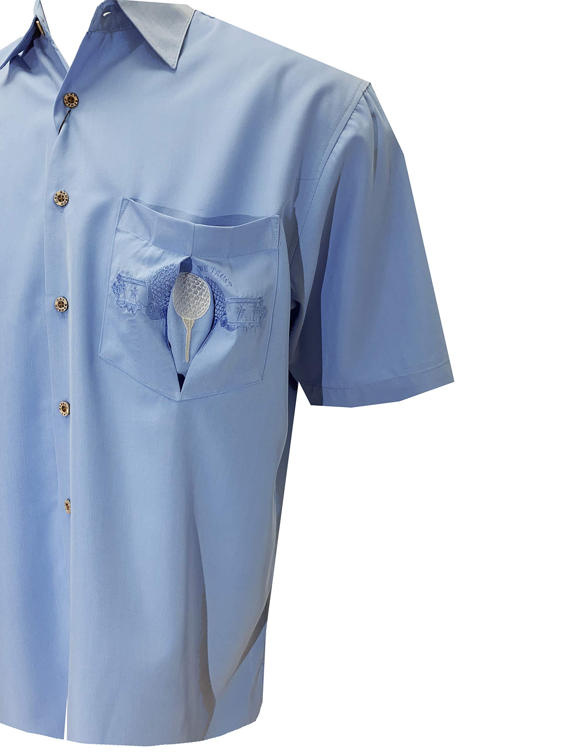 Bamboo Cay Men's Short Sleeve Embroidered Hawaiian Shirt - Relaxed Fit Tropical Button Down Shirt for Summer Vacation & Beach Party (3XL, Cobalt Blue)