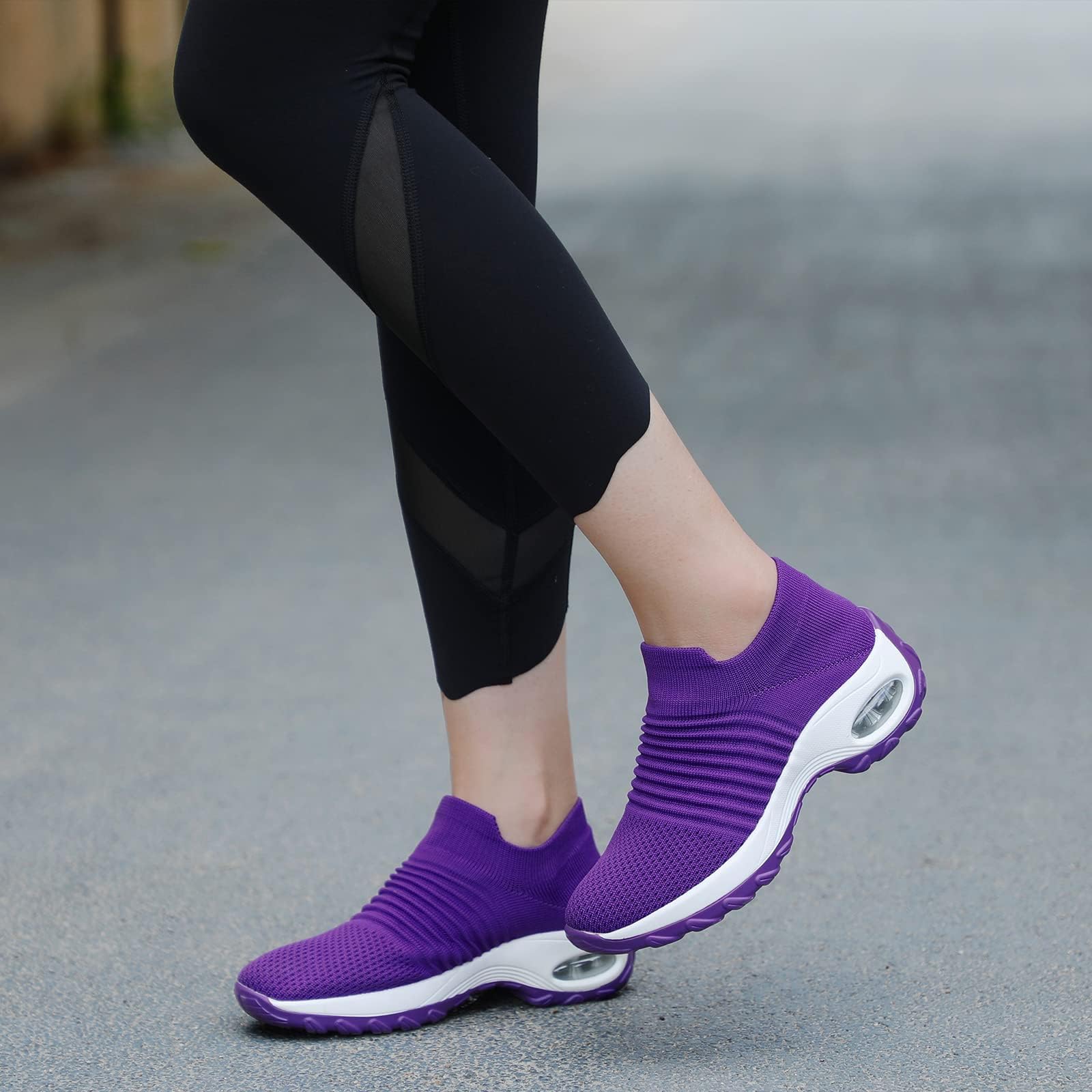 STQ Women's Slip-On Walking Shoes - Breathable Non-Slip Work Sneakers with Air Cushion & Arch Support - Comfortable Orthopedic Shoes for Nurses, Waitresses & All-Day Wear