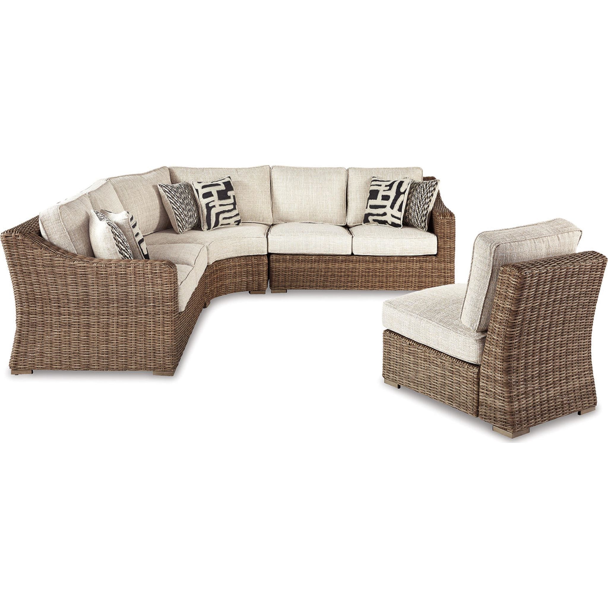 Beachcroft 4-Piece Outdoor Modular Sectional Sofa Set - Waterproof Patio Furniture for Backyard, Poolside & Garden Lounge (Grey) | Perfect for Entertaining & Relaxing Outdoors