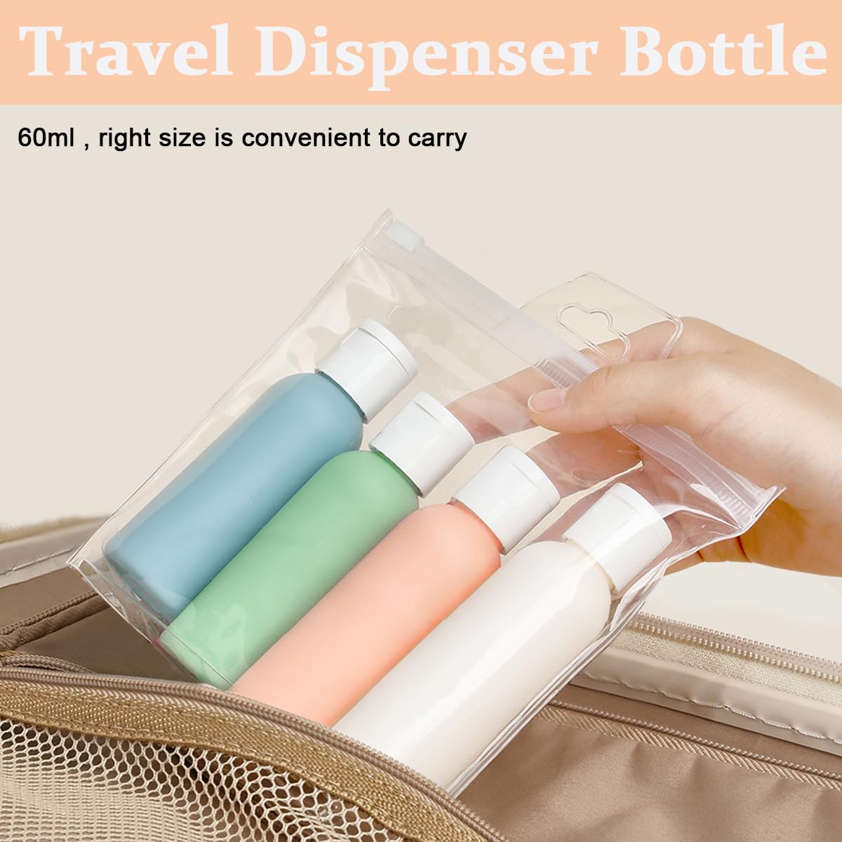 MAYCREATE® 4-Piece Travel Bottle Set - 60ml Leak-Proof Refillable Toiletry Containers with Lids - Perfect for Shampoo, Lotion, Cream, Gel & Hand Sanitizer - Ideal for Air Travel, Gym, Camping & Vacation Essentials