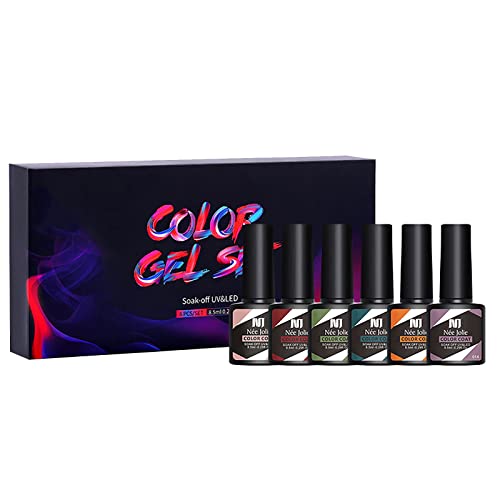 6-Pack 8ml Gel Nail Polish Set - Base Coat, Top Coat & Semi-Light Pink Varnish for Long-Lasting Manicure | Perfect for Home & Salon Nail Art, DIY Gel Extensions & French Tips