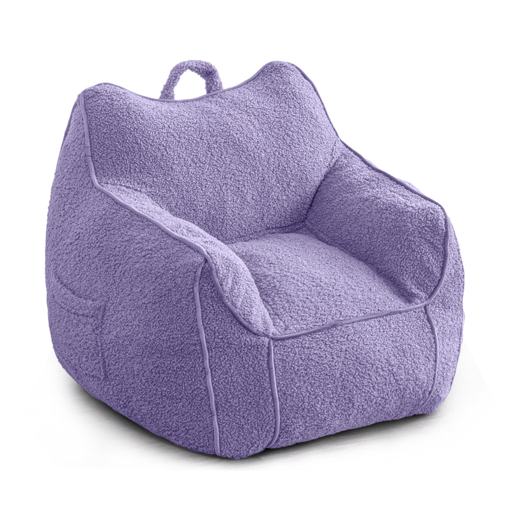MAXYOYO Kids Bean Bag Chair - Soft Sherpa Bean Bag Couch with Decorative Edges for Children's Room | Comfortable Seating for Playroom, Bedroom & Reading Nook (Purple)