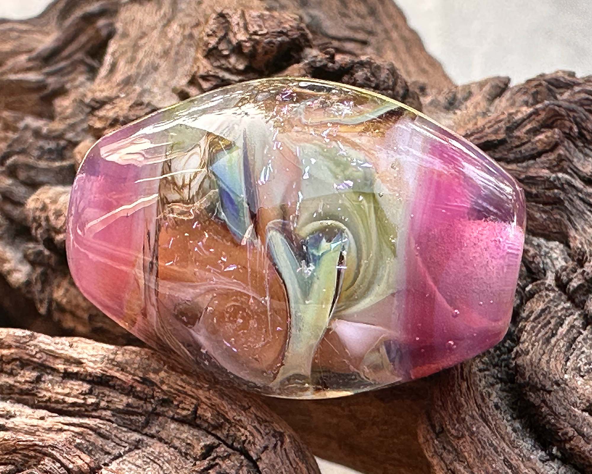 Lavender Pink Dichroic Glass Lampwork Focal Bead for Jewelry Making - DIY Necklace, Bracelet & Earrings Designs
