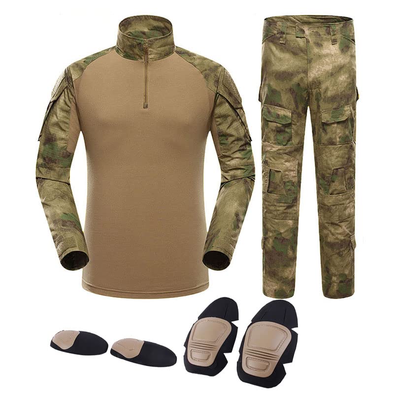 Men's Tactical BDU Camo Combat Uniform - Outdoor Hunting & Airsoft Shooting Gear with Knee & Elbow Pads | Military Style Battle Dress for Tactical Training & Survival Games