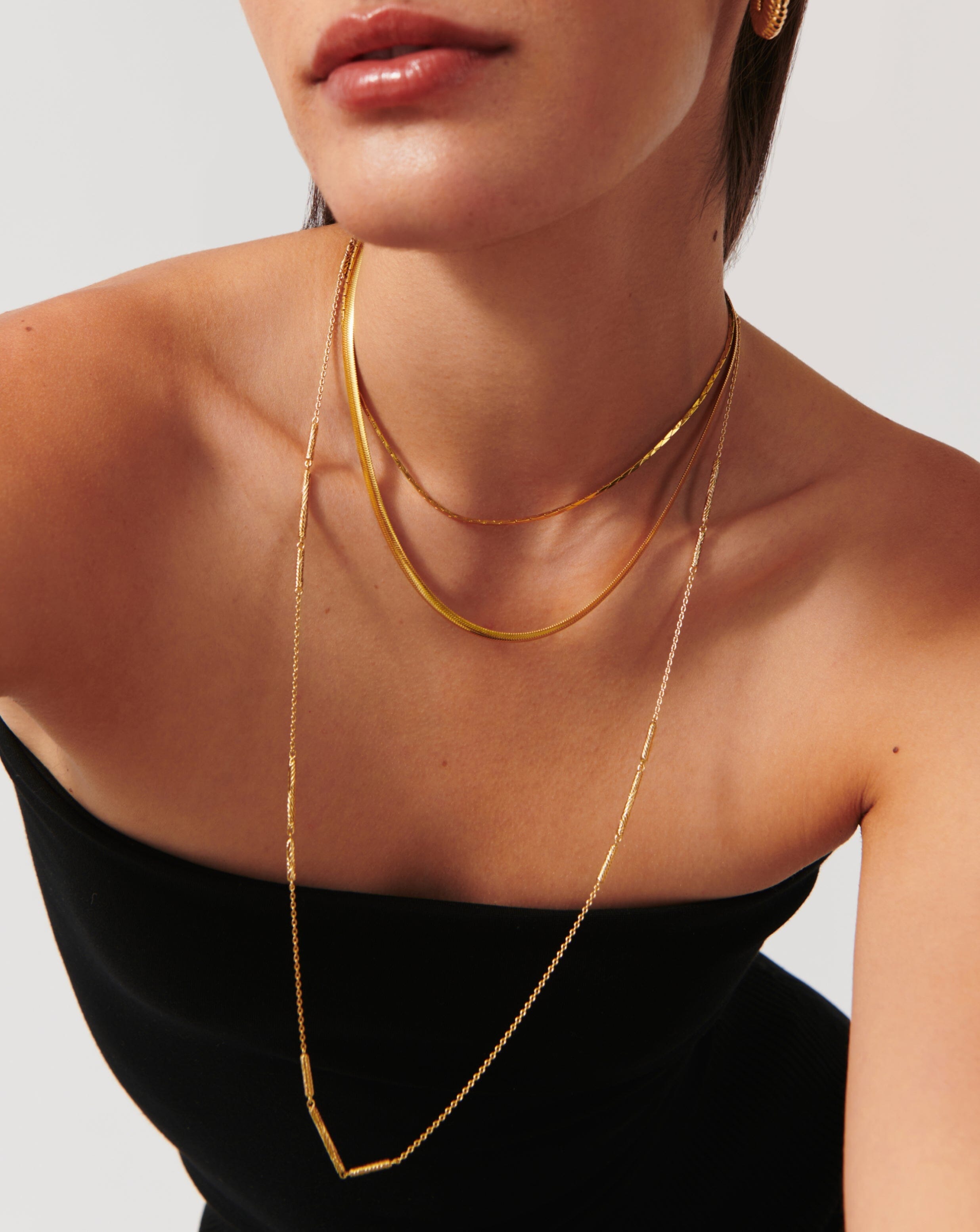 Wavy Ridge Extra Long Chain Necklace for Women - 24 Inch Gold Plated Layering Necklace, Boho Chic Jewelry for Everyday Wear & Special Occasions