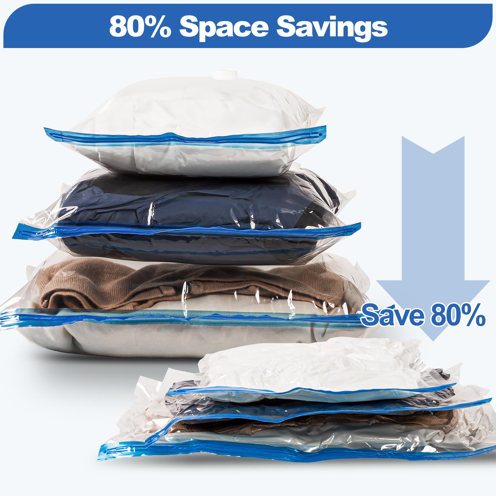 VMstr 15 Pack Travel Vacuum Storage Bags with USB Pump | Space Saving Compression Bags for Clothes & Travel Essentials | Perfect for Suitcase Organization & Seasonal Clothing Storage | Travel, Moving & Home Organization Solution