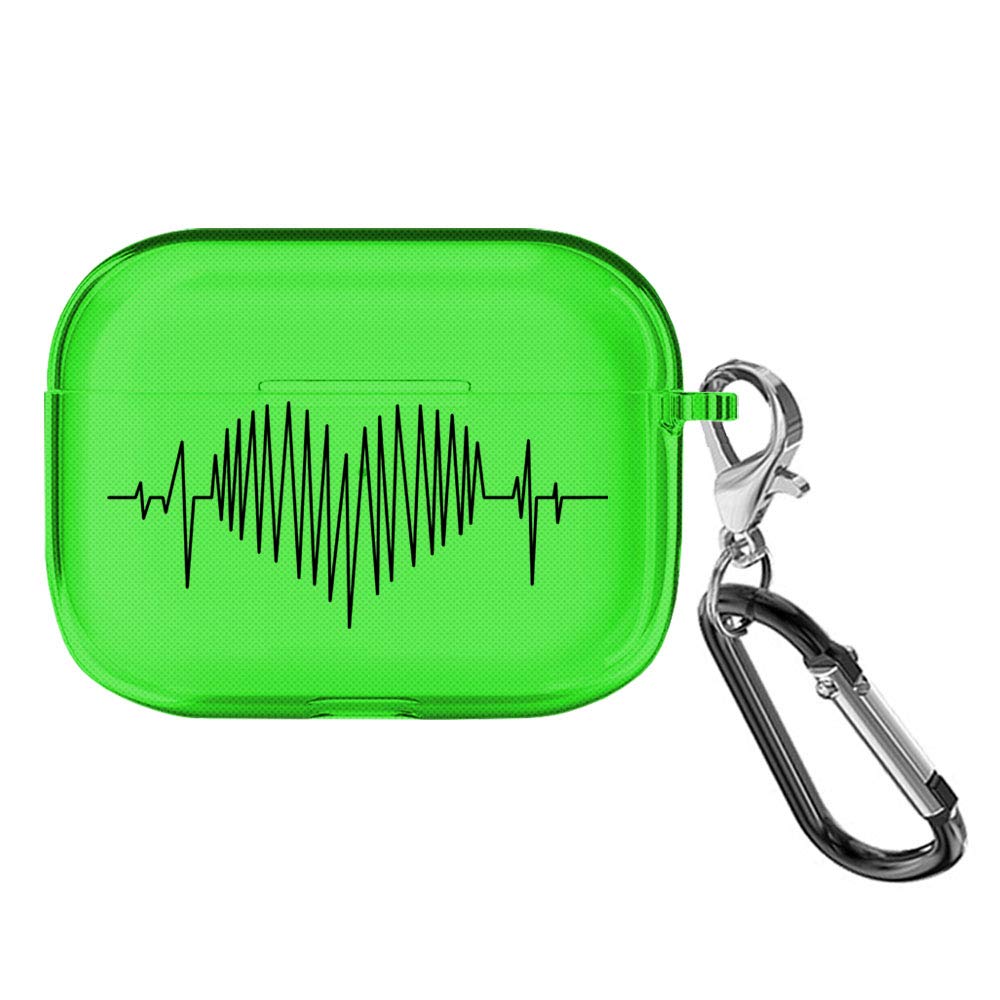 Cute Heart Clear Green AirPod Pro Case with Keychain - Protective Cover for Apple AirPods Pro (2019) - Perfect for Travel & Daily Use