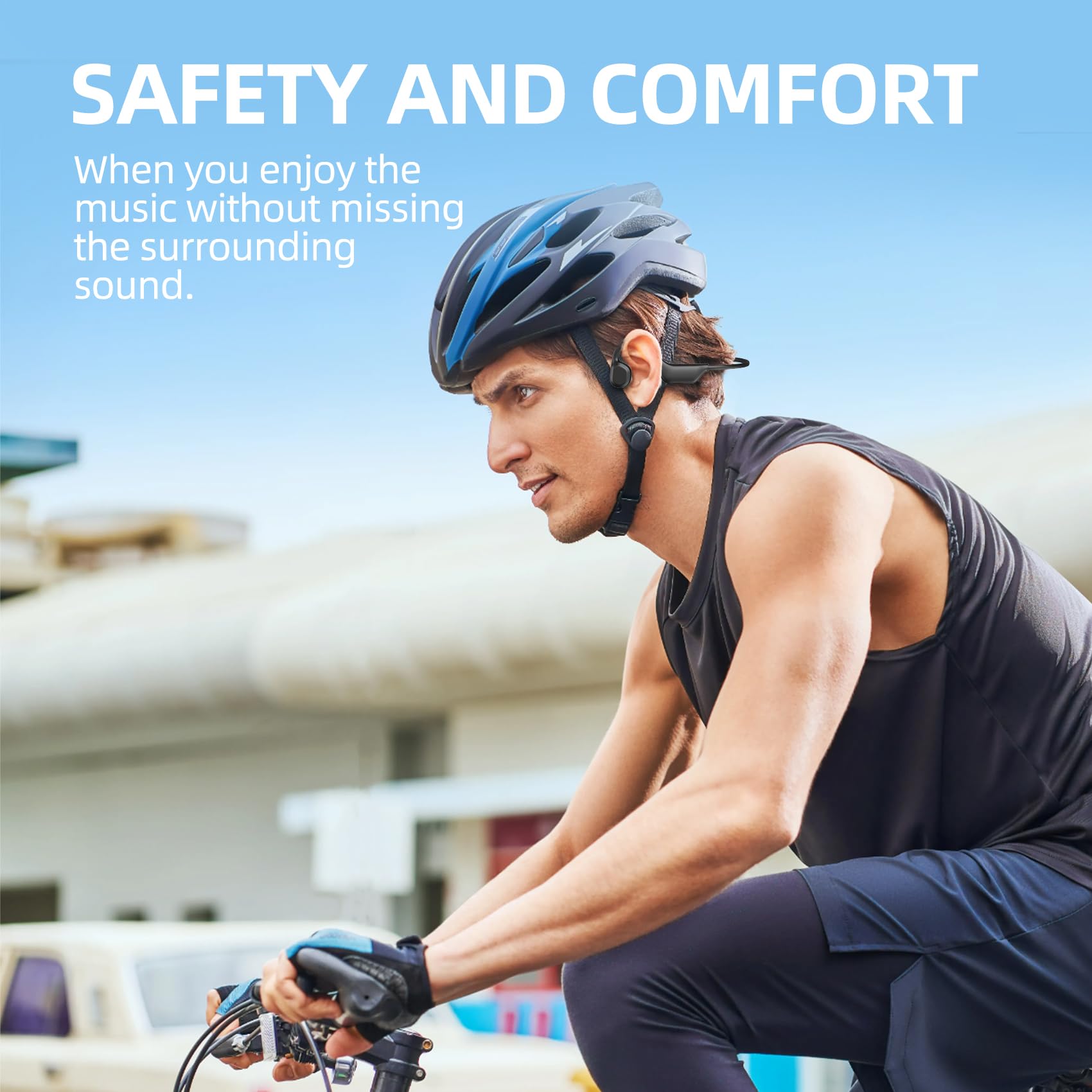 Bluetooth 5.3 Bone Conduction Headphones with Mic - Open Ear Wireless Headphones, 7H Playtime, IPX5 Sweatproof, Lightweight Sports Headset for Running, Cycling, Walking - Perfect for Gym, Workouts & Outdoor Activities