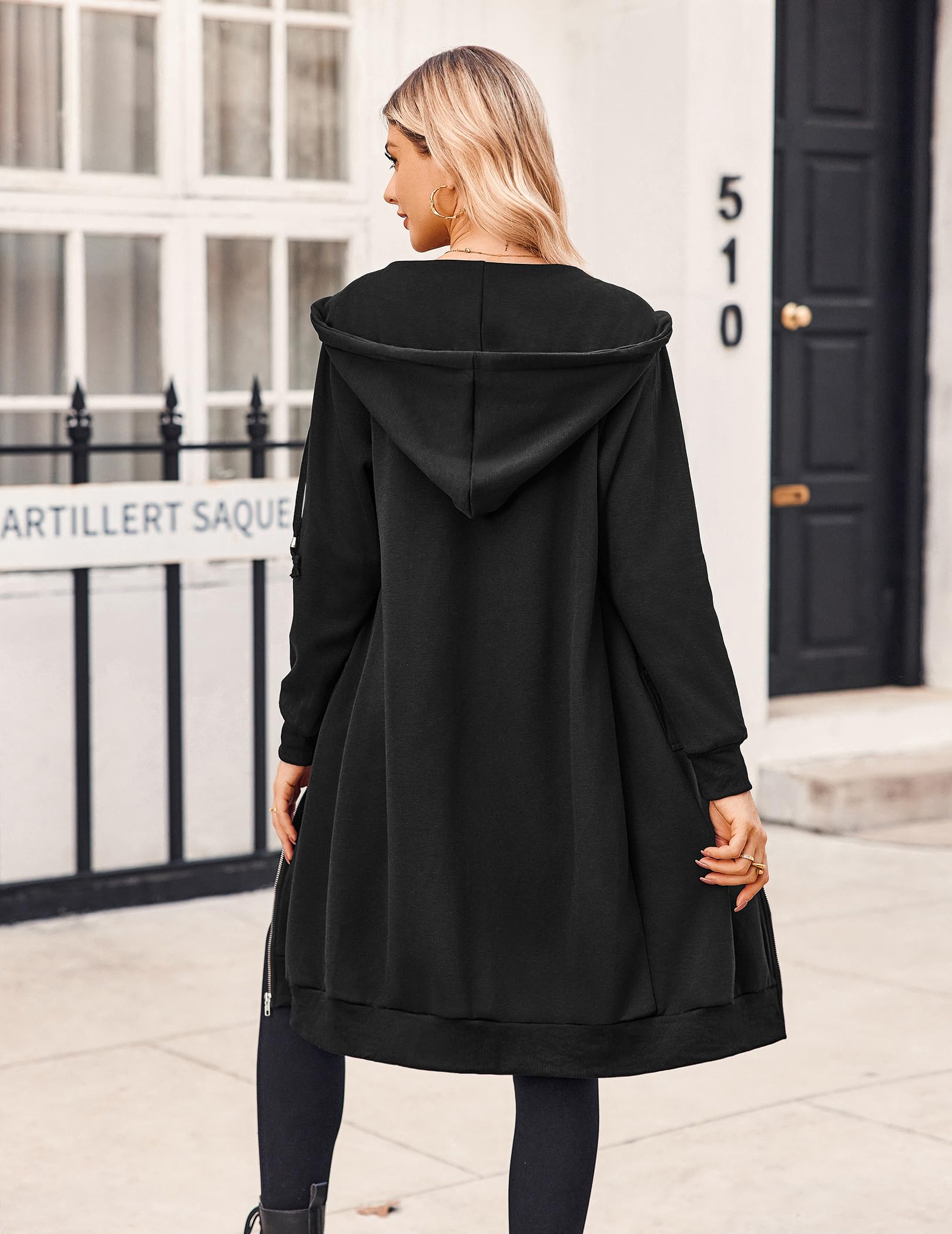 Zeagoo Women's Casual Zip Up Hoodie Long Tunic Sweatshirt Jacket - Plus Size Fashion Hooded Pullover with Pockets | Perfect for Lounge Wear, Gym, Running & Outdoor Activities