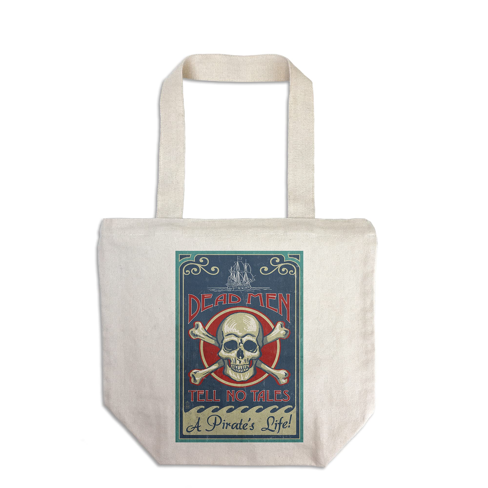 Vintage Skull and Crossbones Cotton Canvas Tote Bag - Reusable Eco-Friendly Shopping Bag for Groceries, Beach & Daily Use | Lantern Press Design