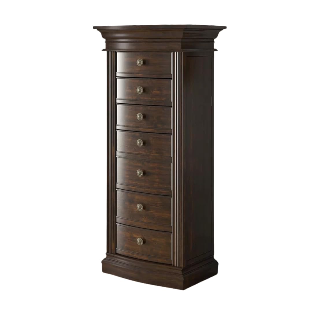 Hives & Honey Walnut Jewelry Armoire Cabinet with Mirror - 7 Drawers, 2 Side Doors for Necklace, Earring, Bracelet Storage - Perfect for Bedroom, Closet & Dressing Room Organization