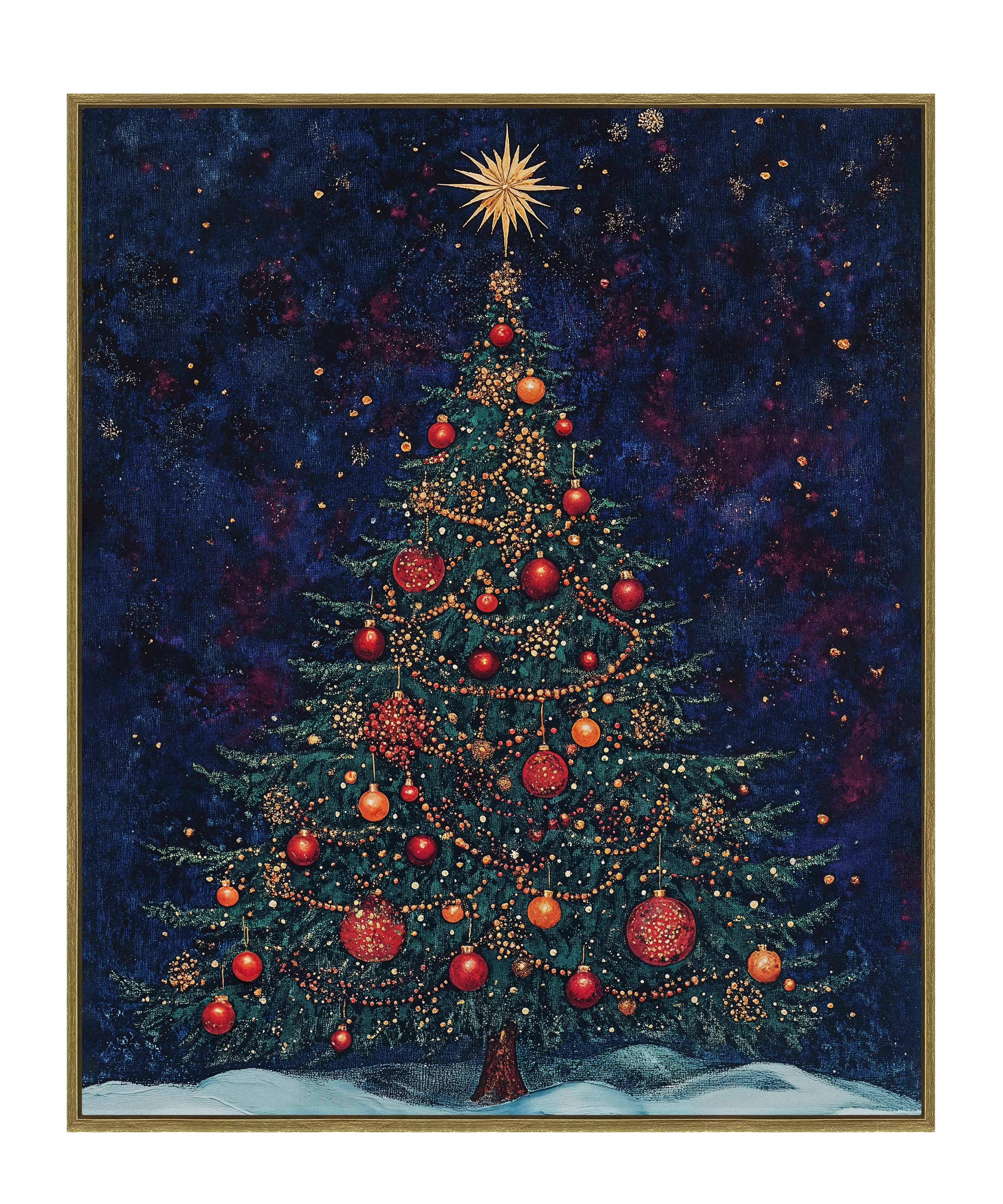 Homestead Christmas Spruce Gallery Wrapped Canvas Wall Art - Perfect for Holiday Home Decor, Living Room & Bedroom Christmas Decorations