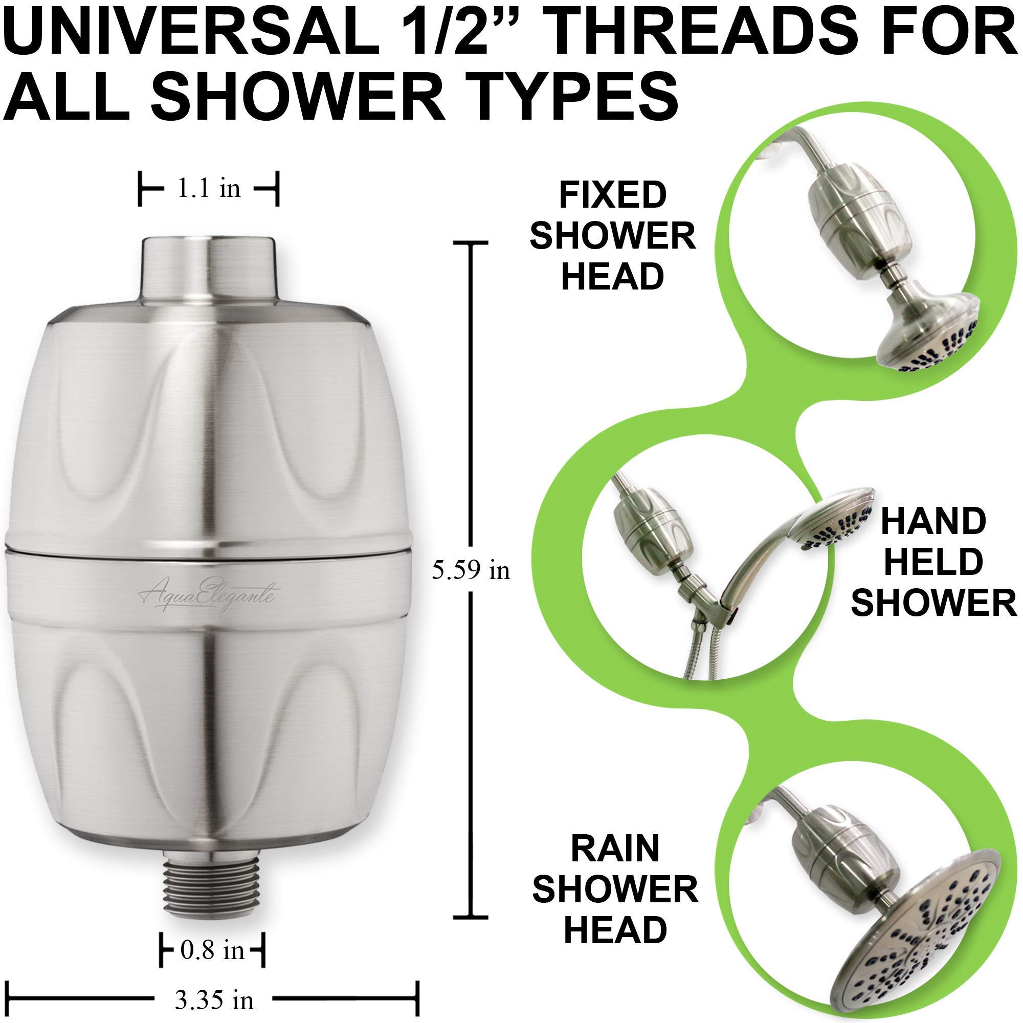 9 Inch High Flow Rainfall Shower Head with Water Filter & Adjustable Extension Arm - Removes Chlorine, 2.5 GPM Brushed Nickel - Perfect for Spa-Like Bathroom Experience & Hard Water Areas