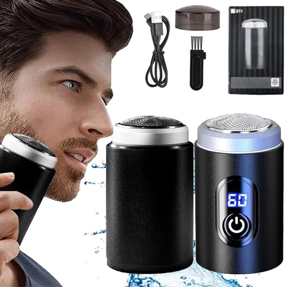 Premium Unisex Mini Portable Electric Shaver - USB C Rechargeable & Waterproof Travel Razor for Men & Women - Perfect for Car, Office, Business Trips & Gym - Compact Electric Trimmer for On-the-Go Grooming (Style A+B)