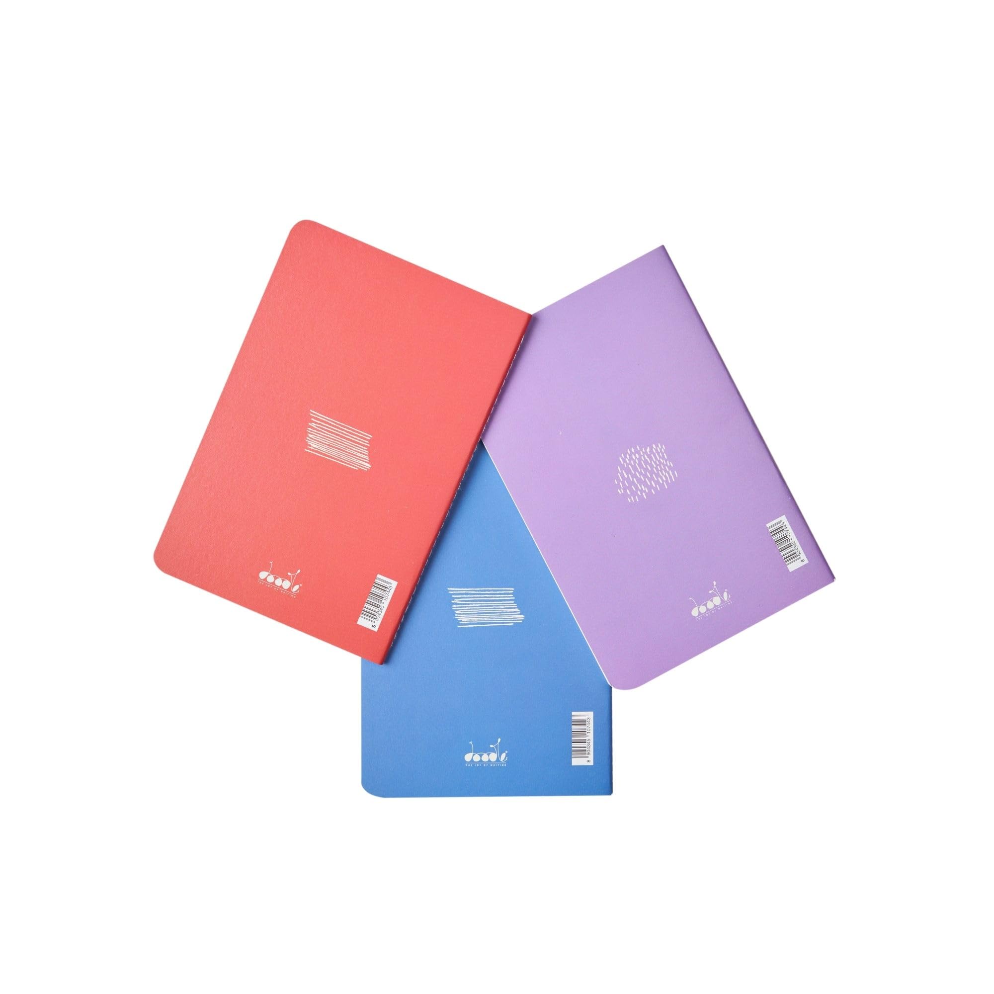 DOODLE Pastel Petals 3-Pack Softbound B6 Undated Notebook Set - 2 Ruled & 1 Blank Diary | 7x4.75 Inches, 64 Pages Each | Perfect for Journaling, Note-Taking, Drawing & Gift Giving | School, Office & Travel Essential
