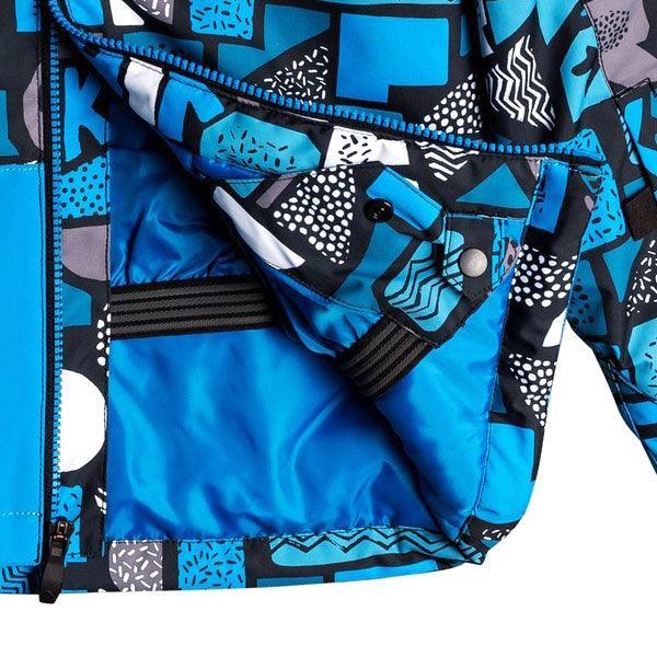 Quiksilver Little Mission Kids Snow Jacket - Blue & Black Print - Waterproof & Warm Winter Coat for Boys & Girls - Perfect for Skiing, Snowboarding & Outdoor Winter Activities