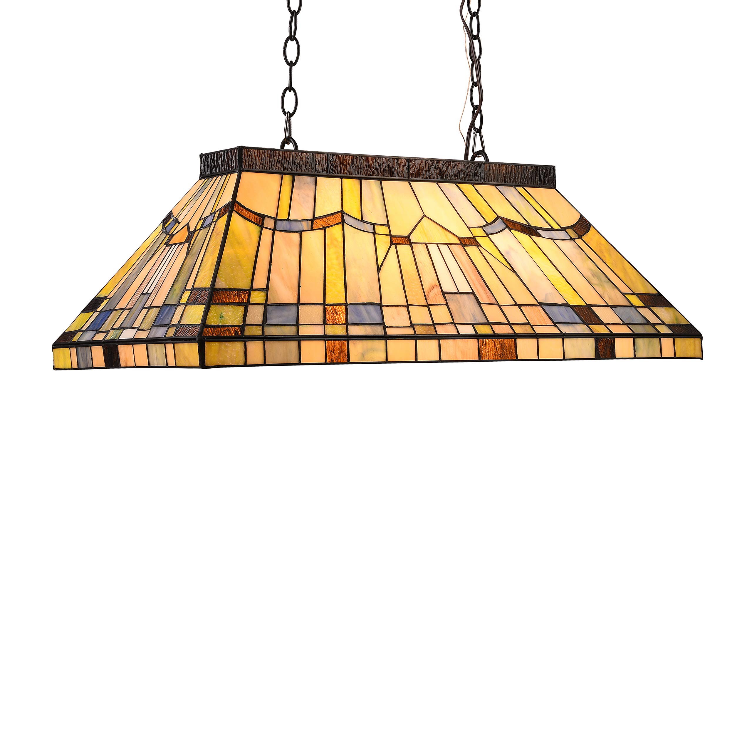 Vintage Tiffany-Style Black Bronze 3-Light Mission Island Pendant Light Fixture 28