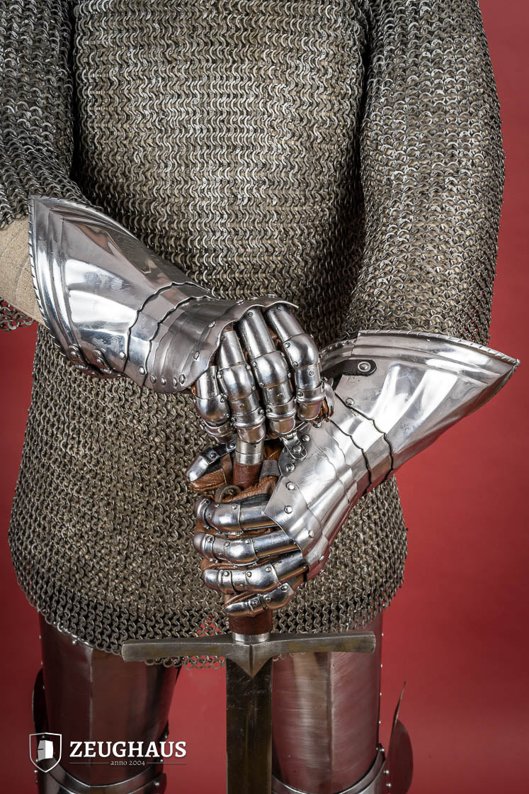 15th Century German Gauntlets - 1.2mm Polished Steel Medieval Armor for LARP, Cosplay & Historical Reenactment