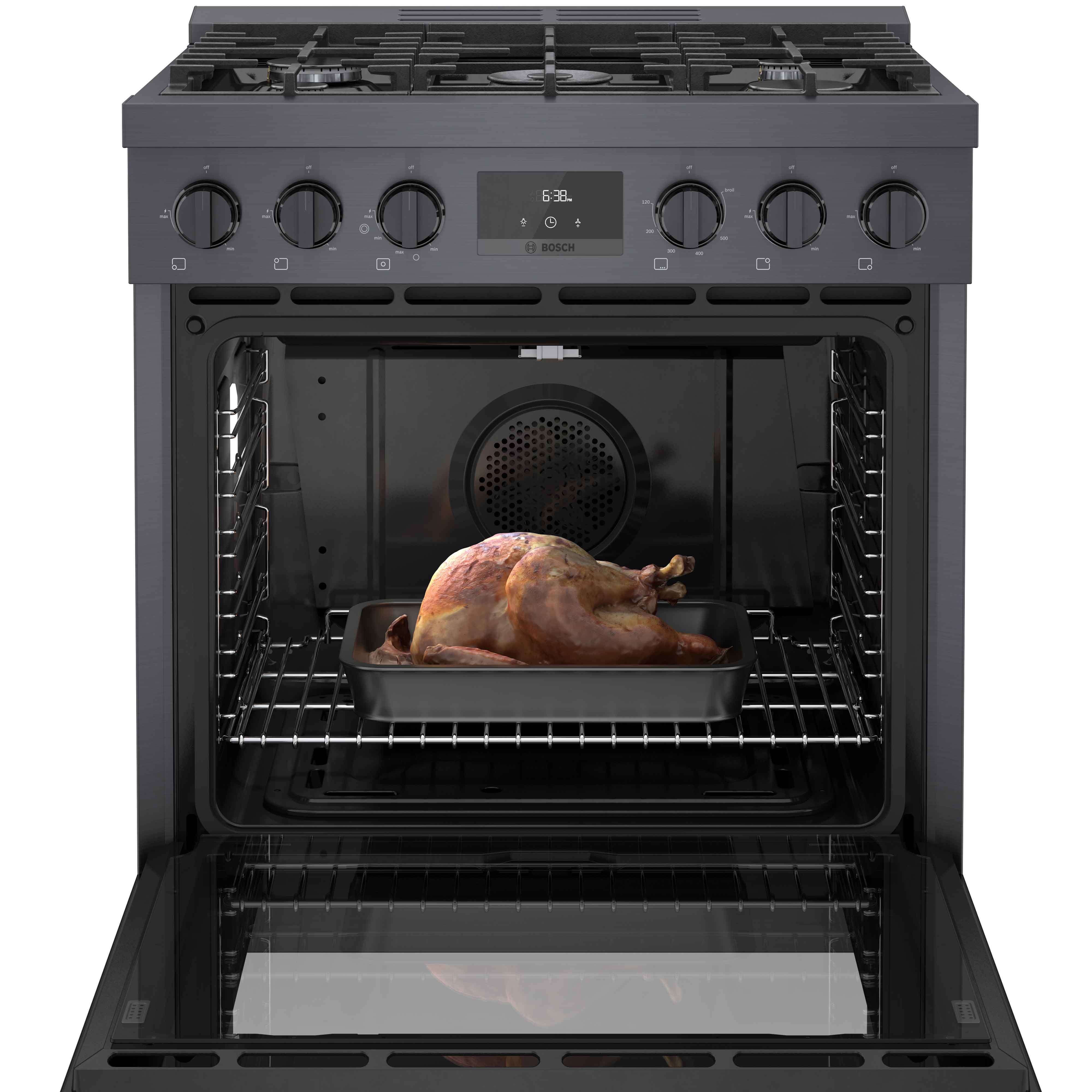 Bosch 30-Inch Industrial Style Gas Range - Black Stainless Steel HGS8045UC | Professional-Grade Stove for Home Chefs & Commercial Kitchens