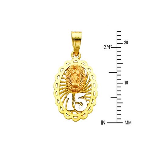 14K Tri-Color Gold 15 Años Pendant Necklace with 0.9mm Cable Chain - Elegant Jewelry Gift for Women, Perfect for Anniversaries, Birthdays & Special Occasions