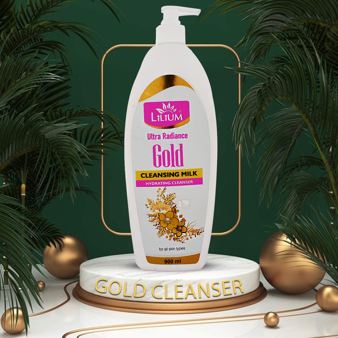 Lilium Gold Cleansing Milk - 500ml | Ultra Radiant & Glowing Skin | Moisturizing, Hydrating & Soothing Face Wash | Skin Brightening with Antioxidant Properties | For All Skin Types - Women & Men | Perfect for Daily Skincare Routine & Makeup Removal