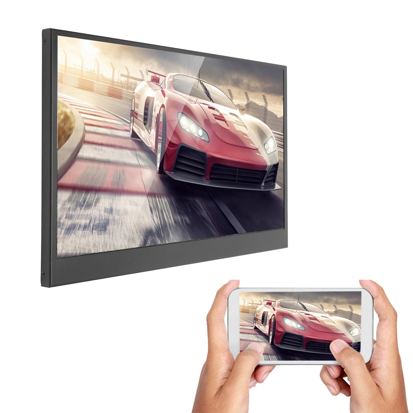 14 Inch Portable Monitor with Kickstand - 1920x1080 FHD USB-C External Display for Laptop, Gaming & Work - Built-in Speakers, HD/Micro USB Ports - Perfect for Travel, Office & Multi-Screen Setup