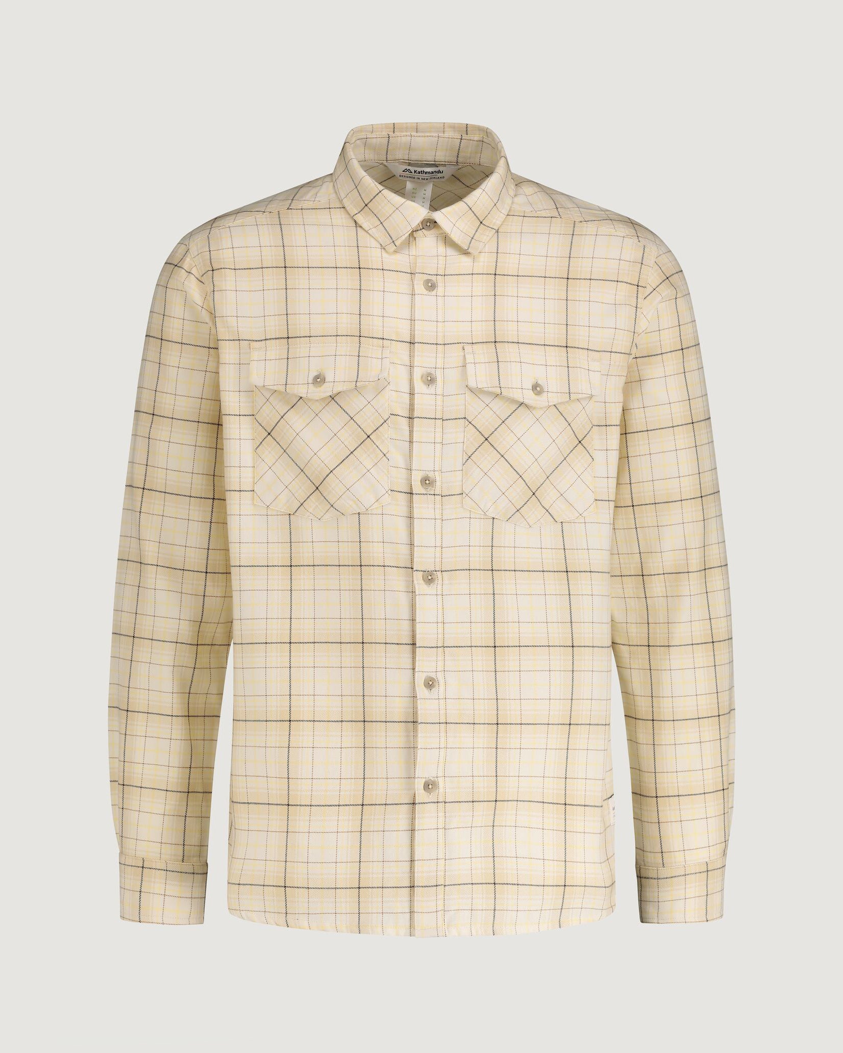 Men's Carrillon HF Long Sleeve Shirt - Natural/Sunlit Check Plaid Casual Button Down Shirt for Work, Office & Outdoor Activities