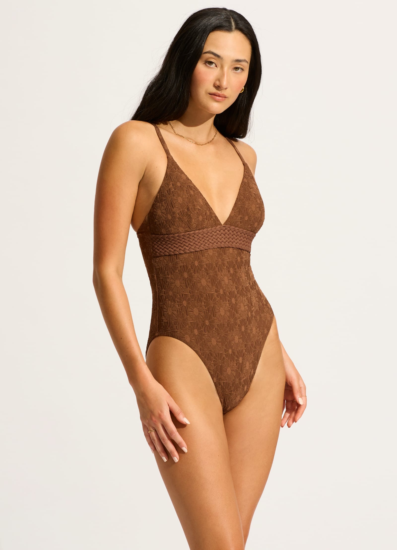 Marloe V Neck One Piece Swimsuit - Tiramisu Color | Stylish & Comfortable Bathing Suit for Women | Perfect for Beach, Pool & Summer Vacations