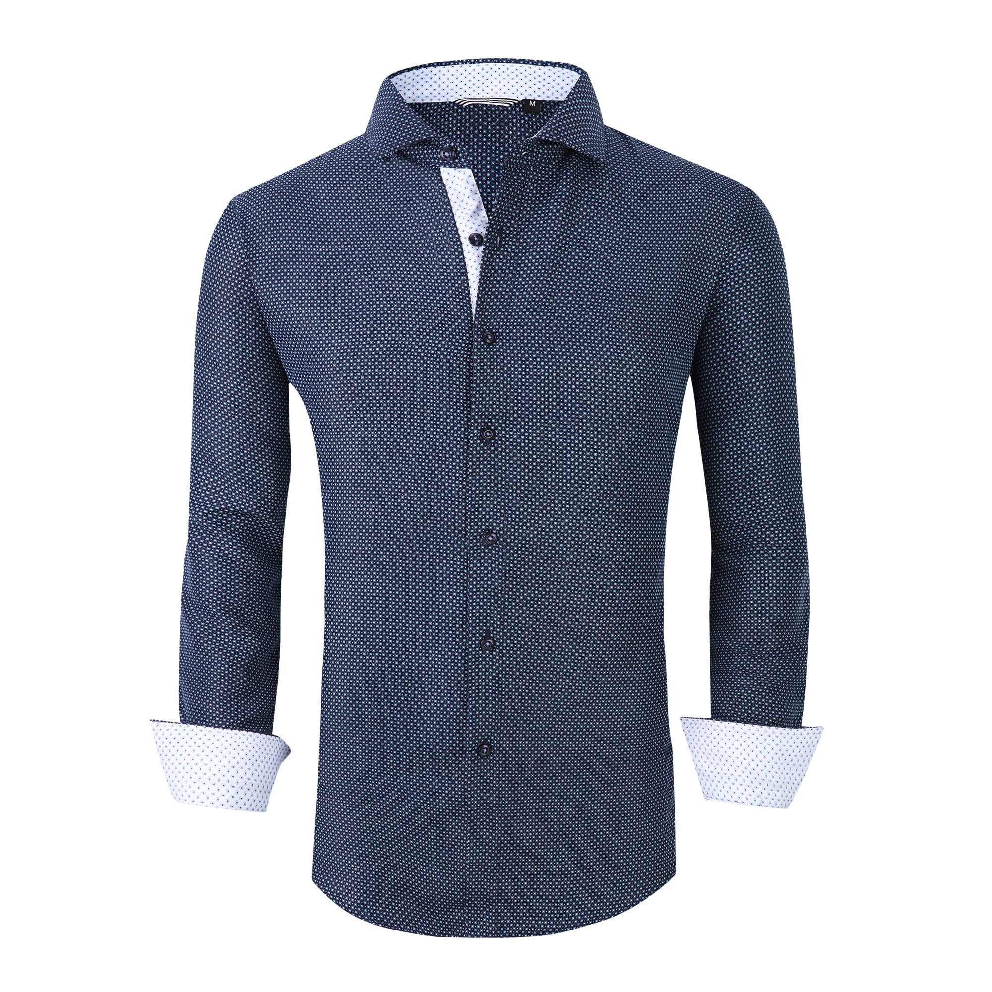 WARHORSEE Men's Long Sleeve Dress Shirts | Regular Fit Printed Button Down Shirt for Office, Business & Formal Occasions