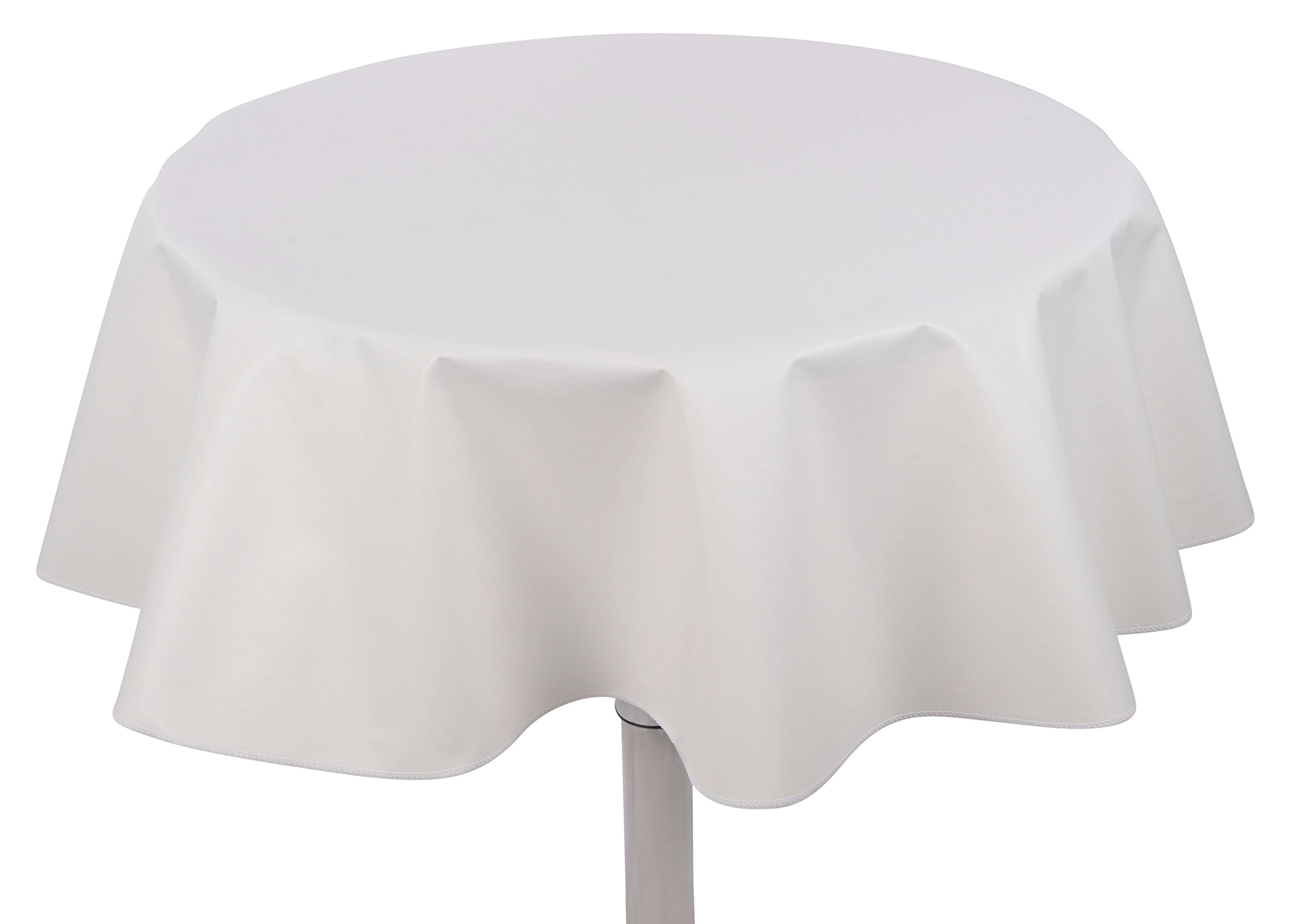Heavy Duty Flannel Backed Round Vinyl Tablecloth - 6 Gauge Thick Waterproof Table Cover for Indoor & Outdoor Use, Easy Clean 60 Inch White - Perfect for Parties, Picnics, BBQs and Dining Events
