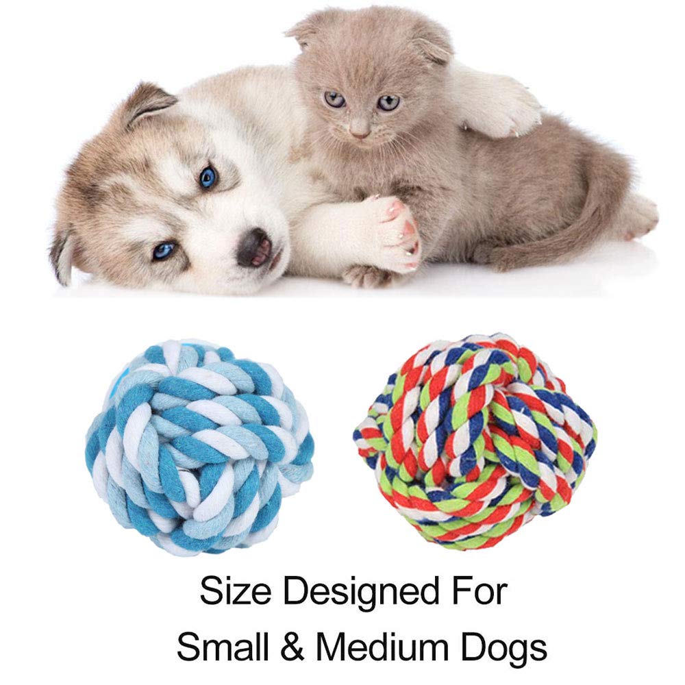 Durable 2-Pack Dog Rope Ball Toys for Medium & Small Breeds - Tough Chew Rope Knot Balls for Puppies, Teething Relief & Interactive Play - Perfect for Tug-of-War, Training & Boredom Busters