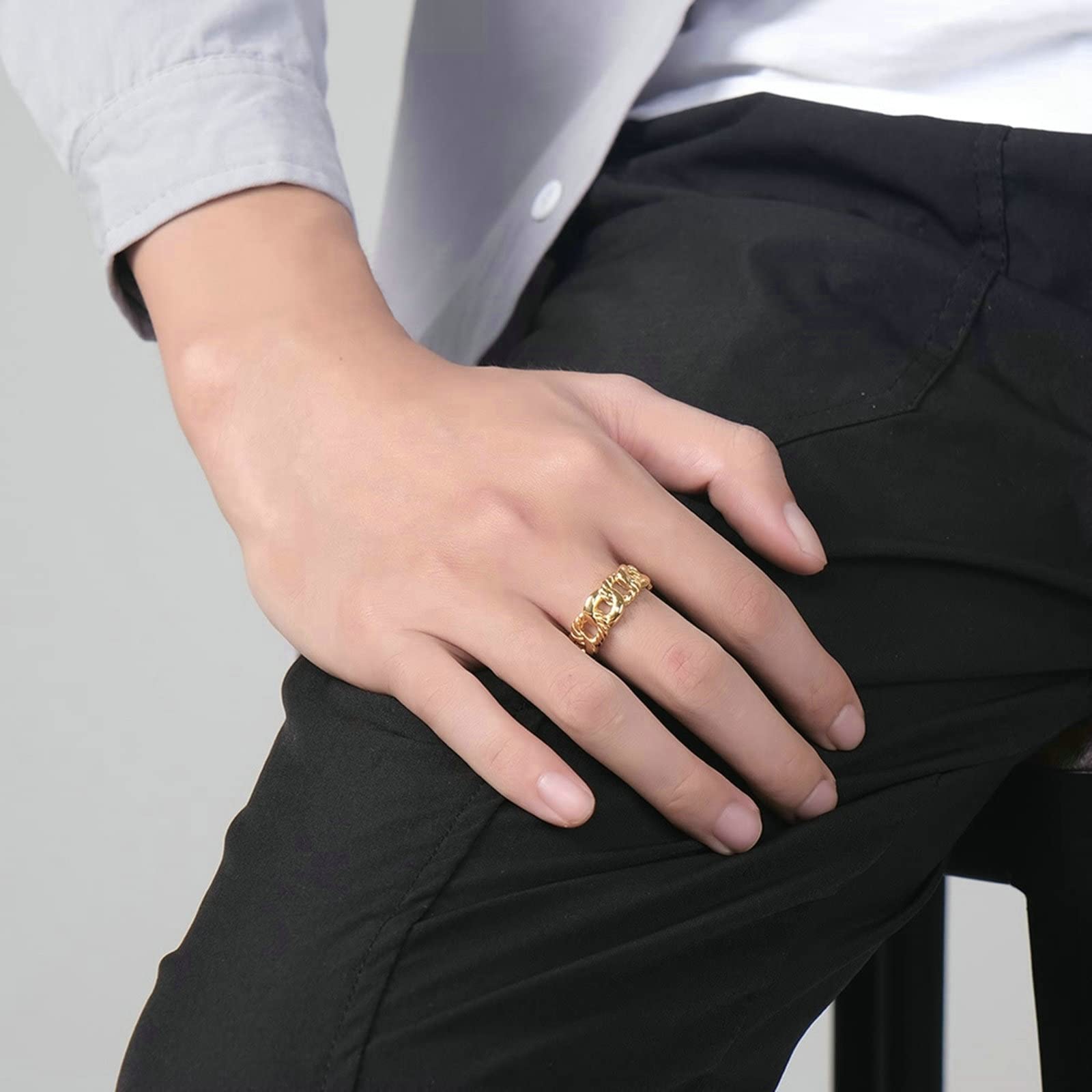 Bishilin Men's Wedding Band - 9MM Stainless Steel Ring in Silver, Black & Gold - Durable & Comfortable for Everyday Wear - Perfect for Weddings, Anniversaries & Special Occasions