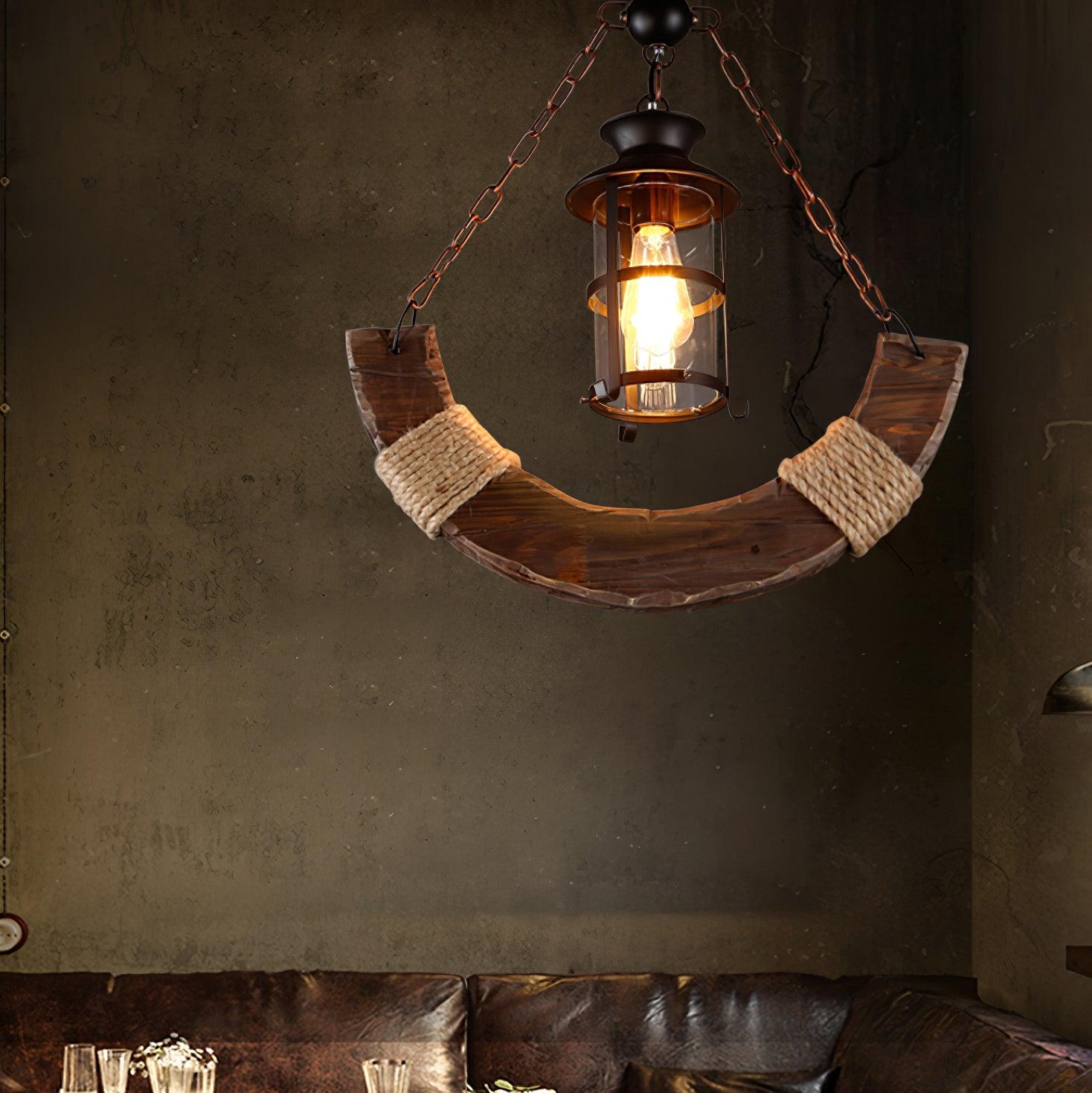 Nautical Industrial Style Wooden Chandelier - Rustic Ceiling Light Fixture for Farmhouse, Beach House & Loft Decor | Perfect for Dining Room, Bedroom or Living Room Lighting