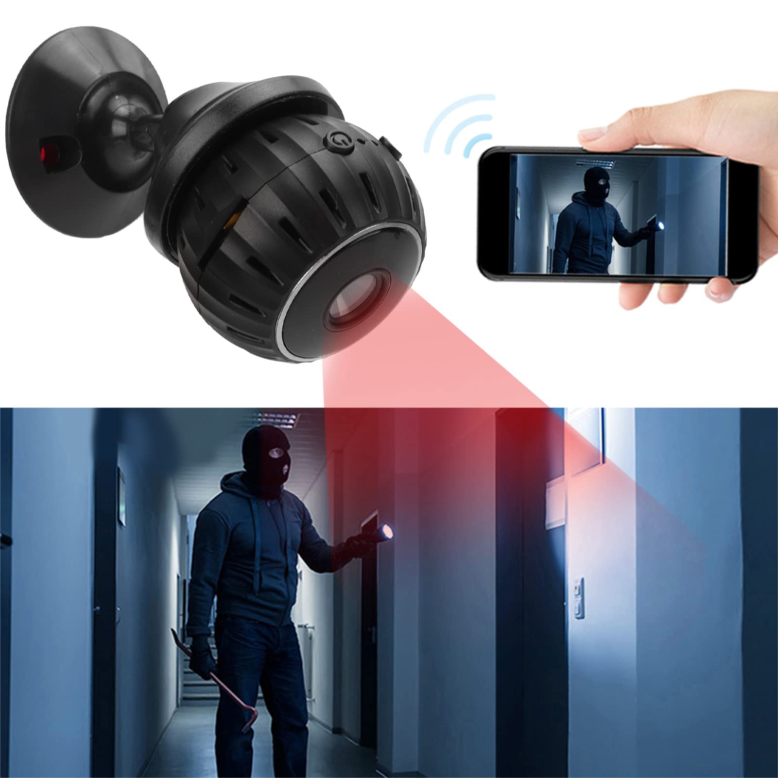 ASHATA 1080P HD Mini Security Camera with APP Support - Wireless WiFi Indoor Surveillance Camera, Battery Powered for Home Security - Perfect for Baby Monitoring, Pet Watching & Home Protection