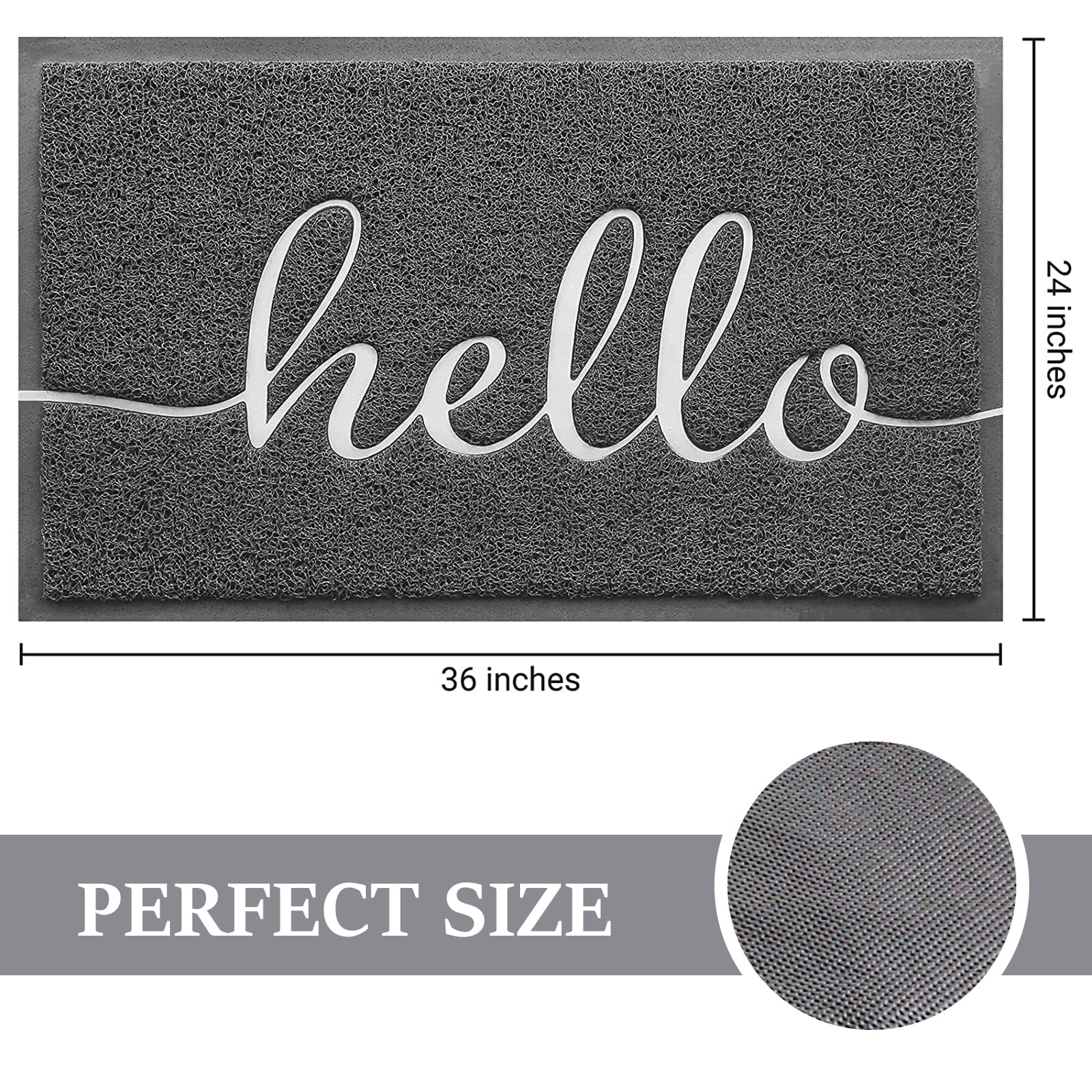BeneathYourFeet 36x24 Inch Dark Grey Welcome Doormat - Non-Slip Low Profile Entryway Floor Mat for Front Door, Patio & High Traffic Areas | Perfect for Home, Office & Outdoor Use