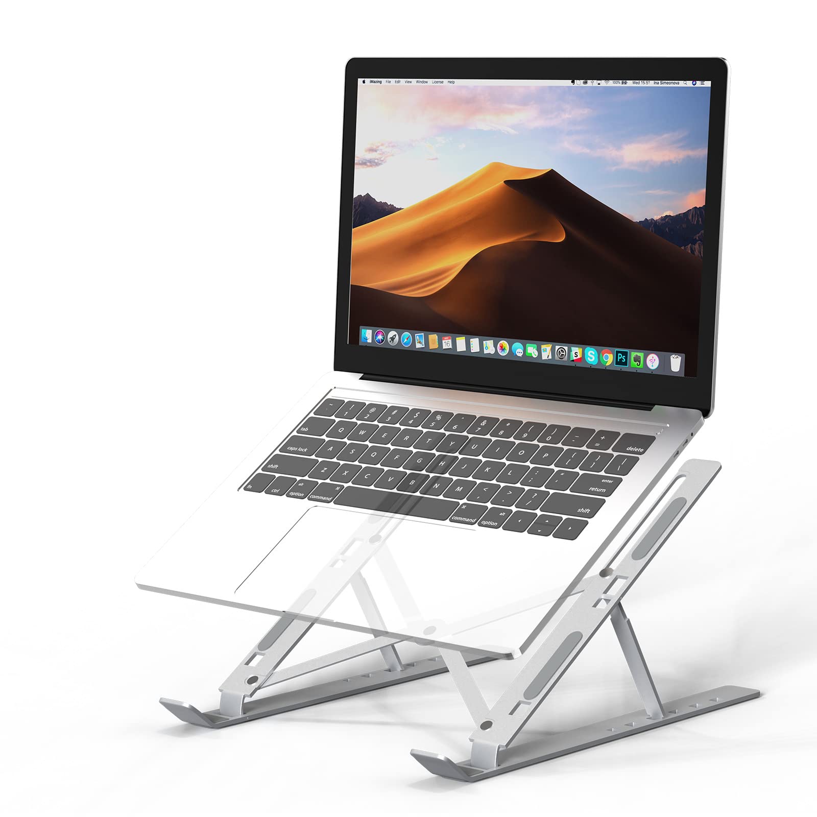 PHOCAR Adjustable & Foldable Laptop Stand for MacBook Pro, iPad, Dell, Asus, Lenovo - Portable Notebook Cooling Riser for Home, Office & Travel Use
