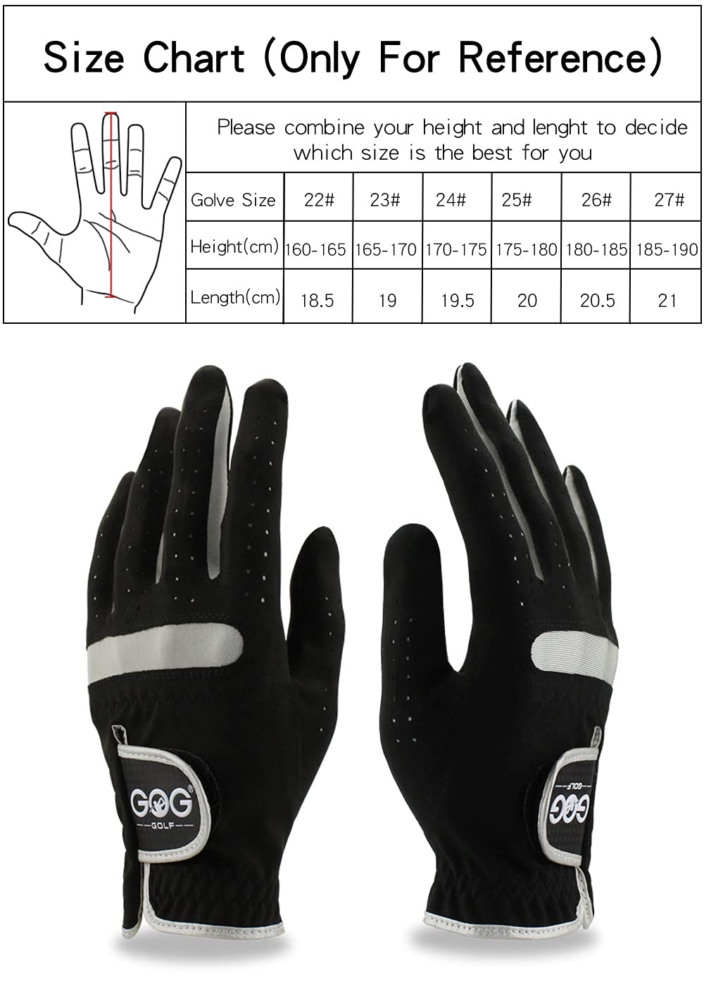 Premium Men's Golf Gloves - 1-Pack Left/Right Hand Microfiber Breathable Non-Slip Gloves (Black) - Perfect for Driving Range, Tournaments & Casual Golfing