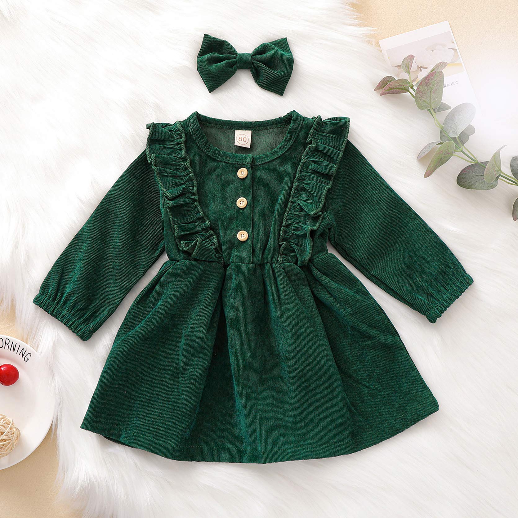 Toddler Girls Corduroy Tutu Dress - Long Sleeve Princess Skirt for Baby Girls | Spring & Summer Kids Clothing | Perfect for Birthday Parties, Photo Shoots & Special Occasions