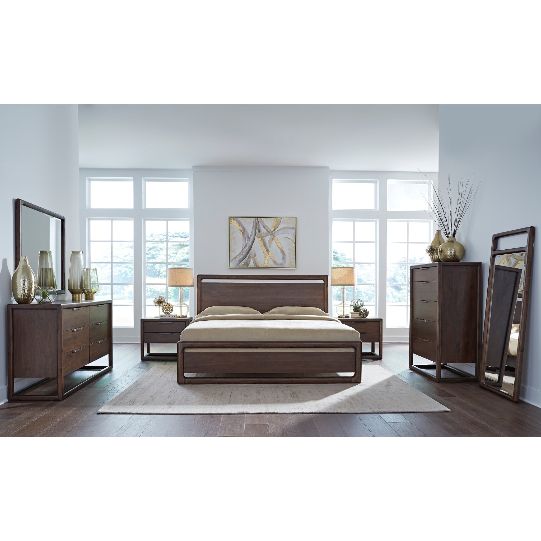 Sol Acacia Wood Platform Bed Frame - Natural Brown Spice Finish - Queen Size Solid Wood Bed with Underbed Storage Space - Perfect for Modern Bedroom, Guest Room or Small Space Living