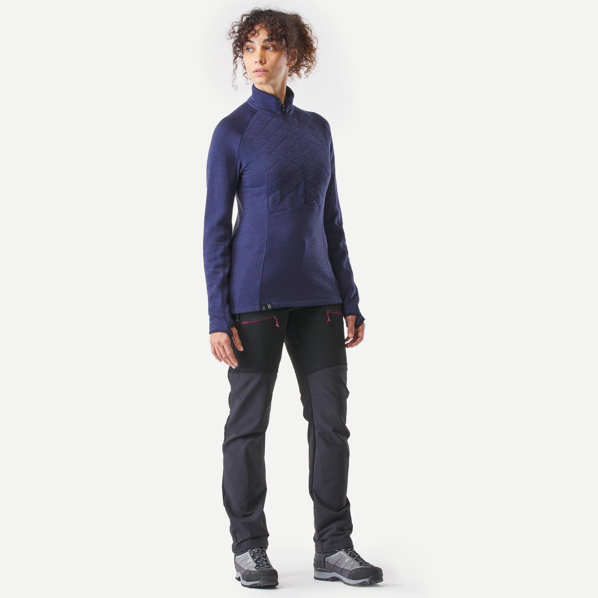 Forclaz Women's MT900 Merino Wool Long Sleeve Shirt - Hiking & Outdoor Activities Base Layer for Cold Weather