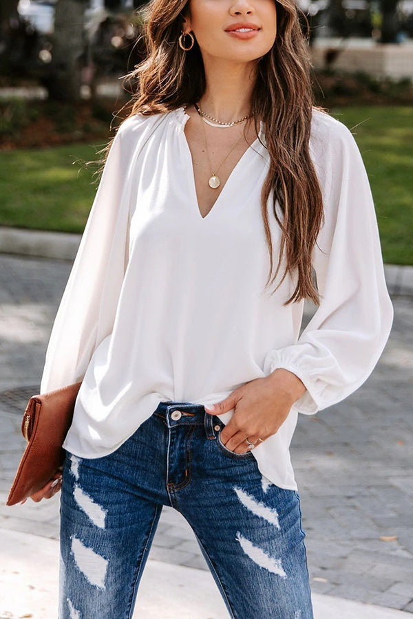 Elegant Work Life Balance V Neck Blouse for Women - Professional Office Wear & Casual Outfit