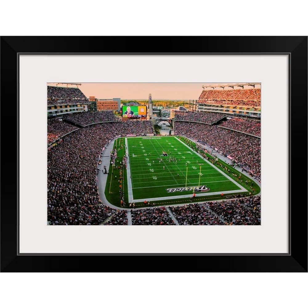 Gillette Stadium Aerial View - Black Framed Wall Art Print | Premium Photography Artwork for Home & Office Decor | Sports Memorabilia & Football Fan Gift