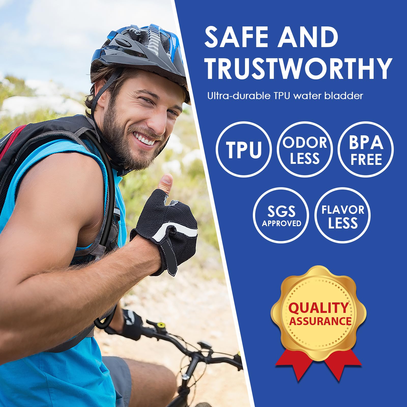 UTOBEST 2L Hydration Bladder - BPA Free TPU Water Reservoir with Wide Mouth & Leak-Proof Design - Perfect for Hiking Backpacks, Cycling, Camping, Running and Outdoor Adventures