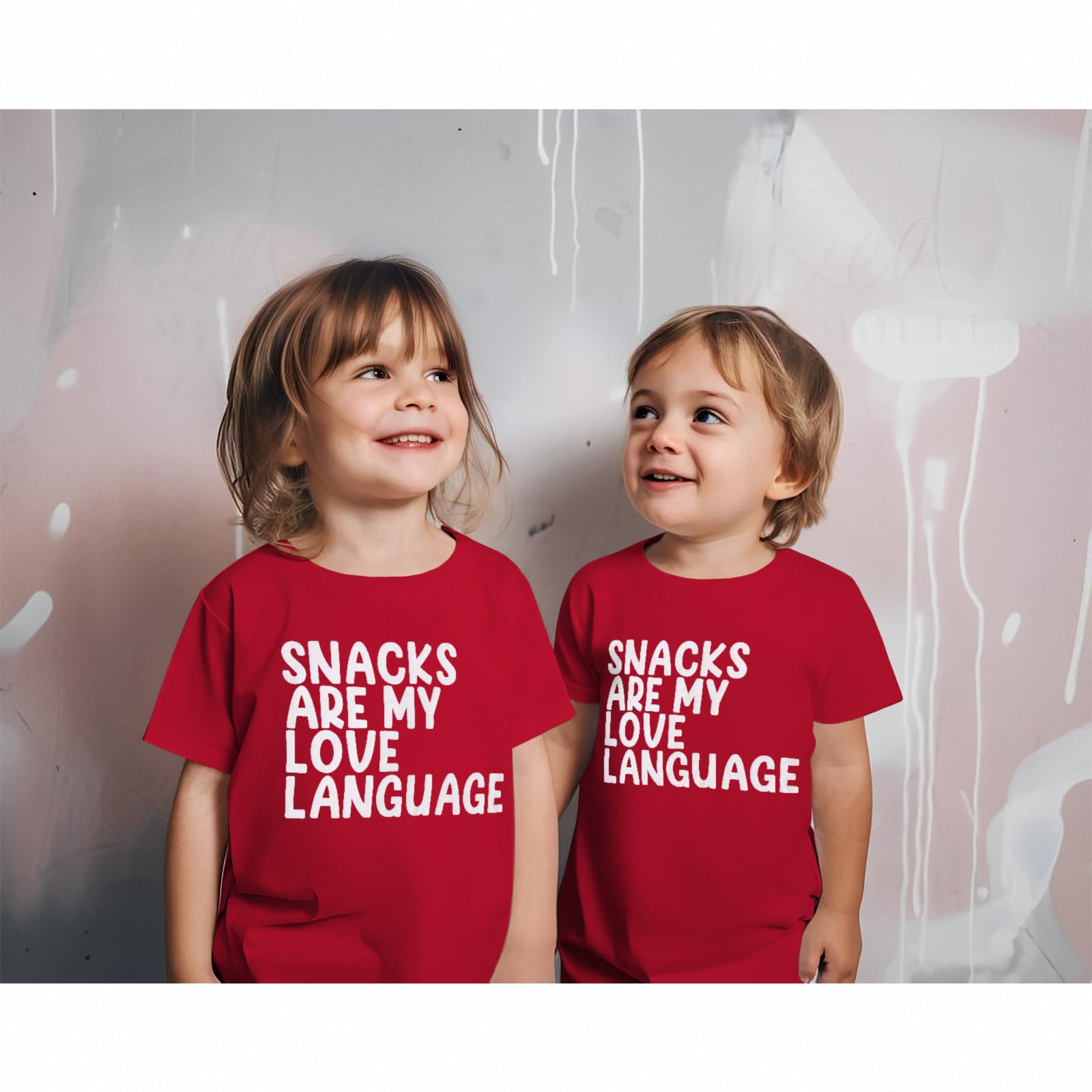 Funny Valentine's Day Kids T-Shirt - Snacks Are My Love Language Graphic Tee for Toddler Boys & Girls | Cute Holiday Outfit for School, Parties & Family Photos