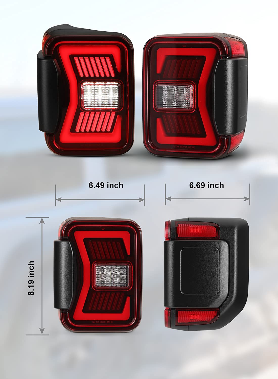 Nixon Offroad LED Tail Lights for 2019-2025 Jeep Gladiator JT - Full LED Sequential Taillights Assembly Pair with DRL, Turn Signals, Brake & Reverse Lights (Red Lens) - Upgrade for Off-Roading, Night Driving & Enhanced Visibility