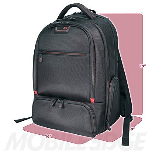 Professional Laptop Backpack for Men & Women - TSA Approved 17 Inch Laptop Bag Compatible with MacBook Pro 16-17 Inch - Durable Work & Travel Backpack with USB Charging Port - Perfect for Business, College & Commuting (Black/Red)