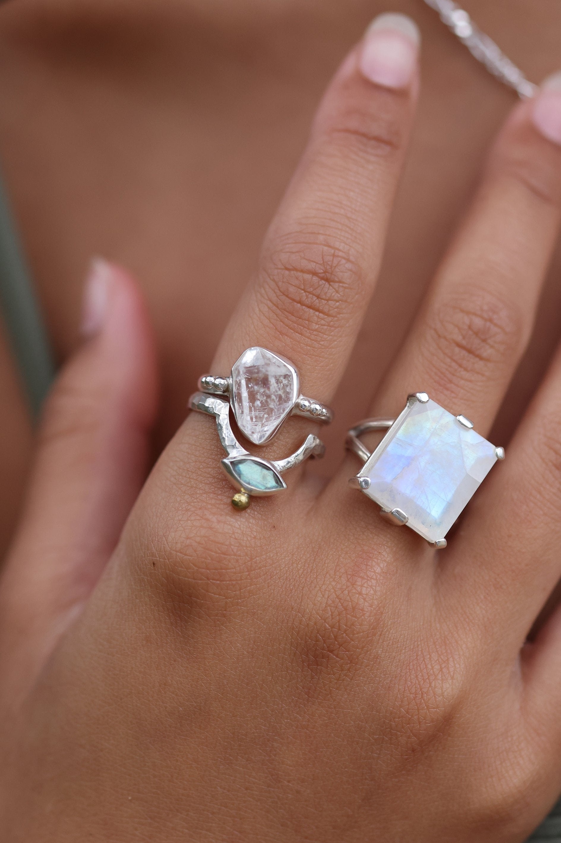 Herkimer Diamond Silver Ring - Genuine Natural Crystal Jewelry for Women - Elegant Handmade Sterling Silver Ring - Perfect for Everyday Wear, Gifts & Special Occasions