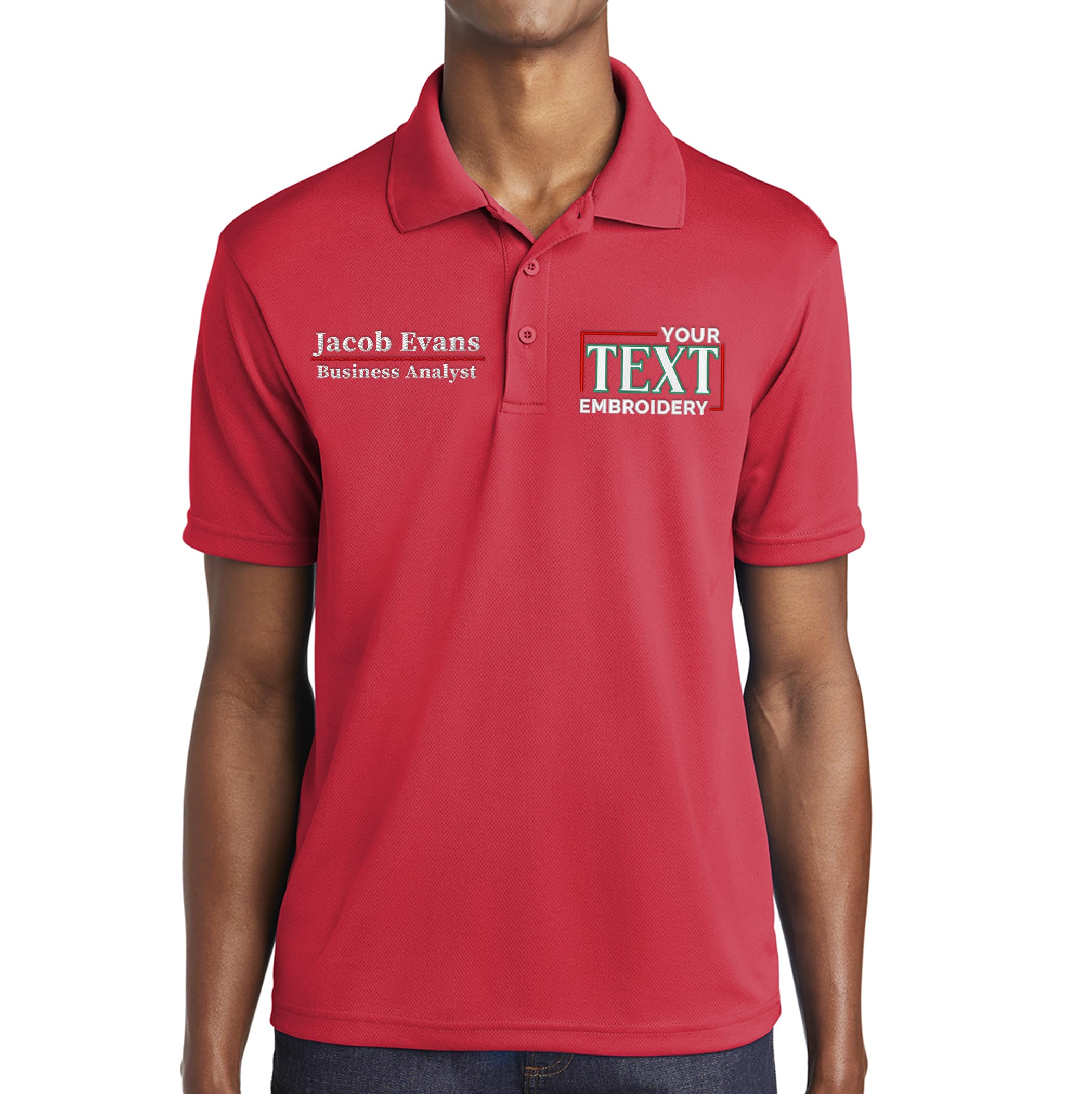 Custom Embroidered Men's Polo Shirt - Personalized Short Sleeve Golf Shirt with Name/Text - Perfect for Golf, Business Casual & Summer Outfits