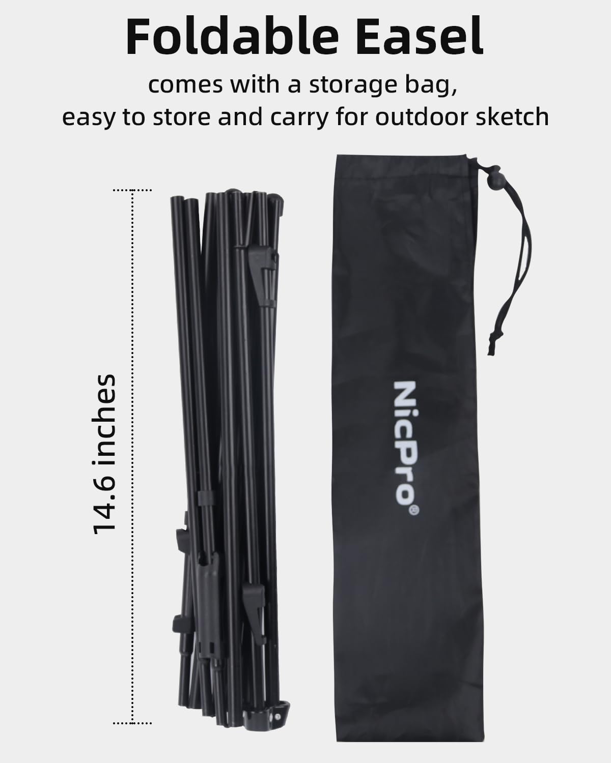 Nicpro 6-Pack 63 Inch Black Metal Folding Easel Stands - Portable Tripod Display Easels for Artists, Posters, Weddings & Events - Includes Carry Bag for Easy Transport | Perfect for Art Exhibitions, Classroom Displays & Wedding Signage